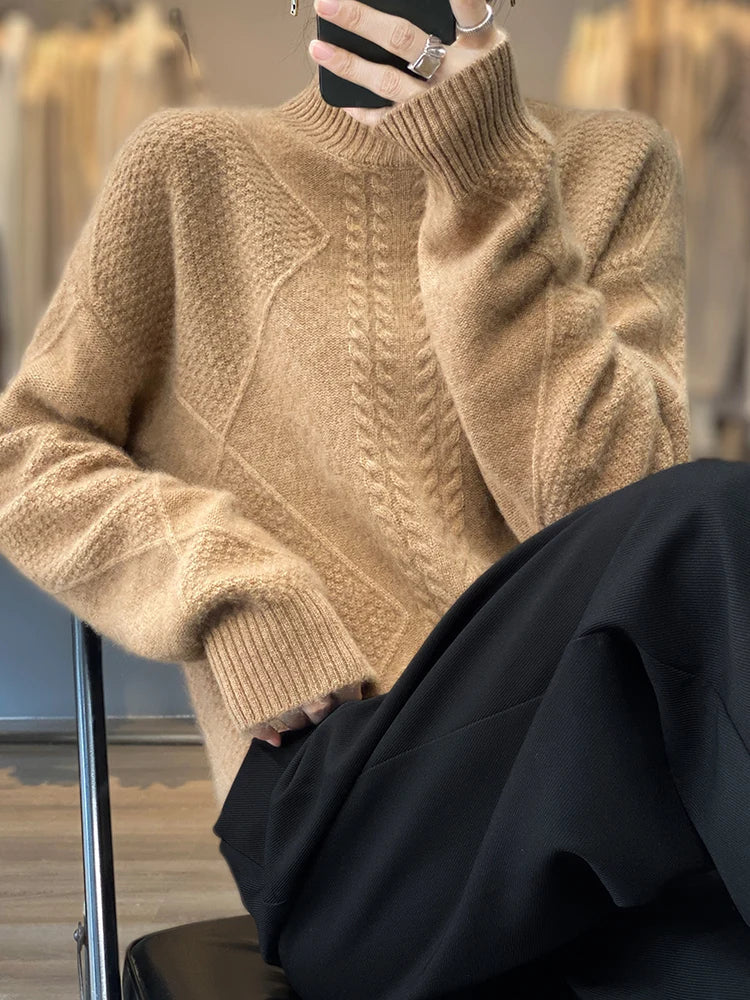 Montreux | Women’s Cashmere Cable-Knit Turtleneck Sweater