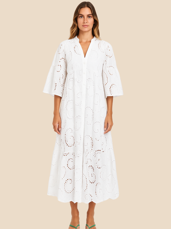 Leona | Bohemian Embroidered Cotton Dress