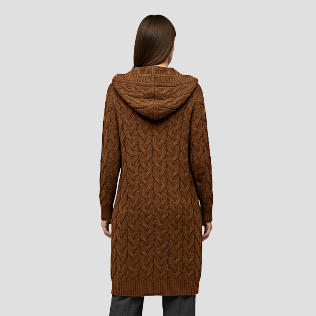 Sorellia | Women’s Knitted Long Cable Cardigan