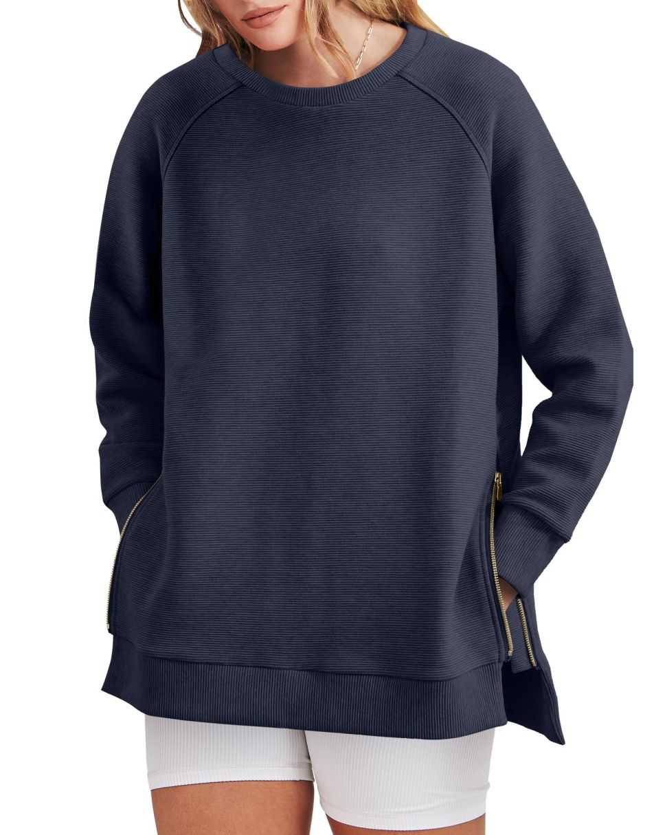 Claudia | Zippered Tunic Sweatshirt