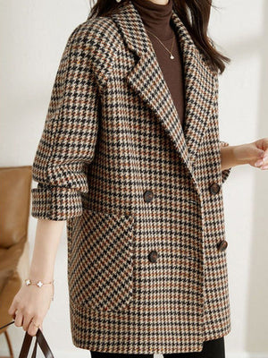 Ingrid | Vintage Houndstooth Wool Blend Blazer