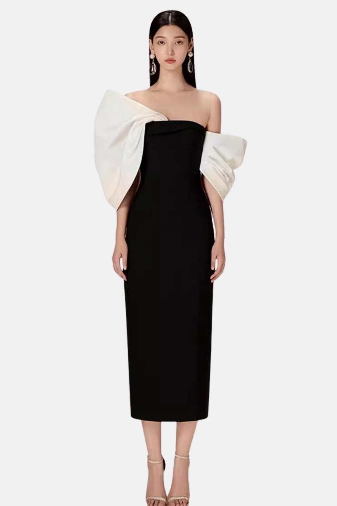 Corvianne | Bowknot Contrast Midi Dress