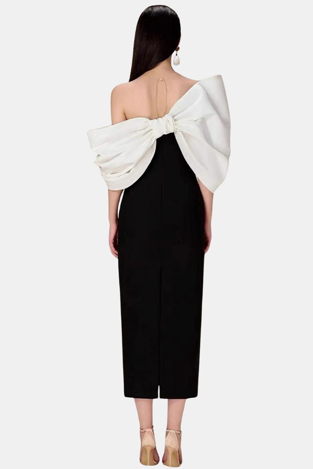 Corvianne | Bowknot Contrast Midi Dress