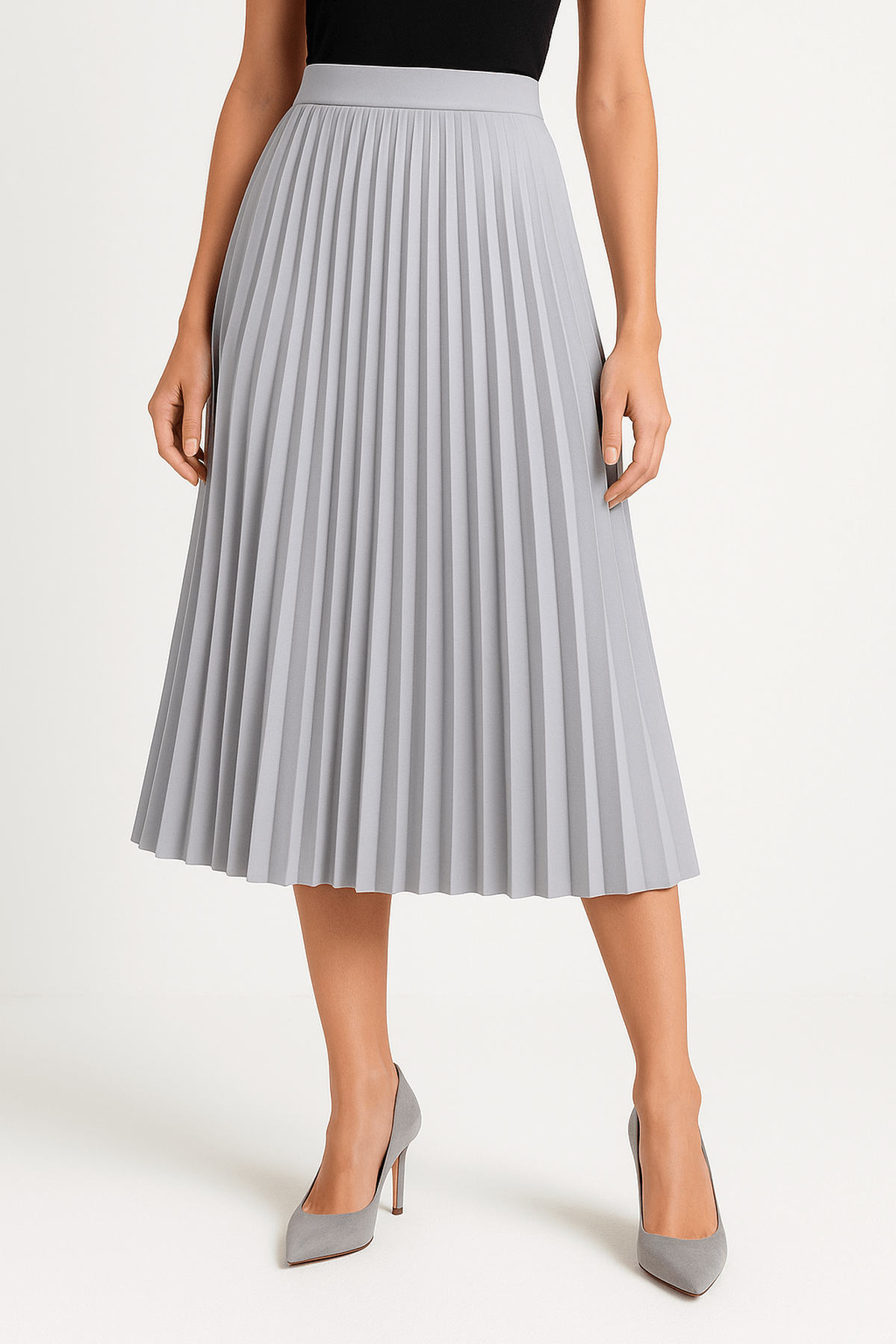 Helena | Women’s Pleated Satin Midi Skirt