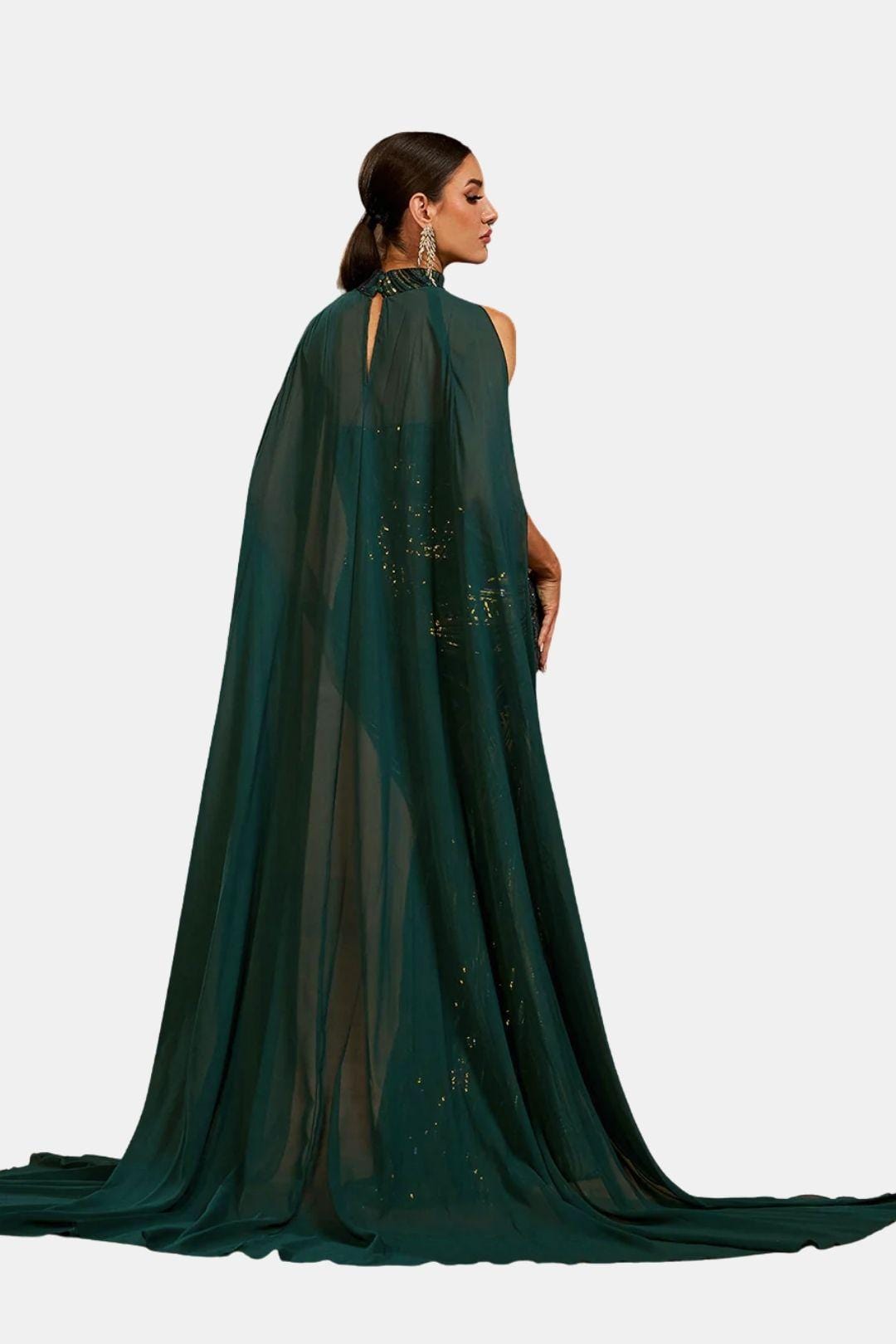 Selviera | Sequin Cape Mermaid Evening Dress