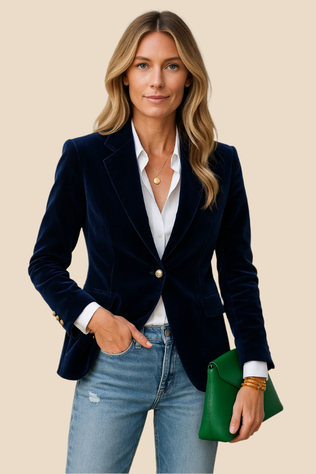 Emerald Grace | Women’s Velvet Blazer
