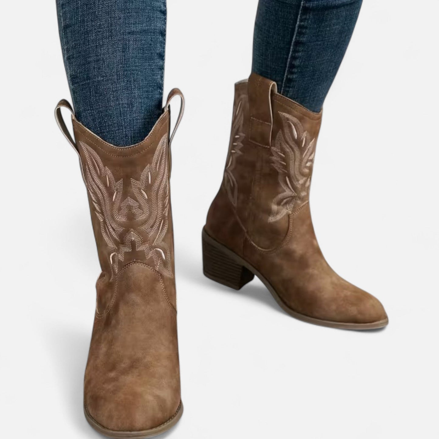 Quarelle | Women’s Suede Cowboy Boots – Vintage Chunky Heel
