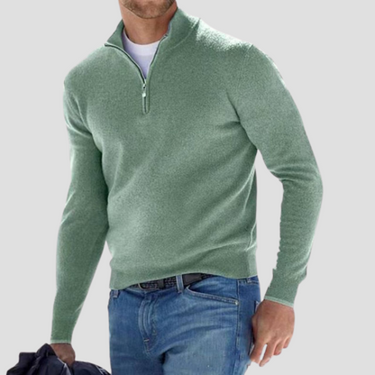 The Dervaux | Men’s Knitted Cotton Half-Zip Jumper