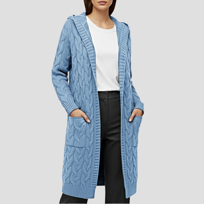 Sorellia | Women’s Knitted Long Cable Cardigan