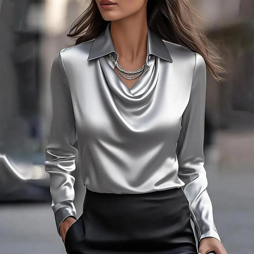 Cynara | Women’s Silk-Cotton Cowl Neck Satin Top