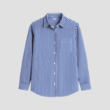 Brinley | Women’s Striped Cotton-Linen Blouse