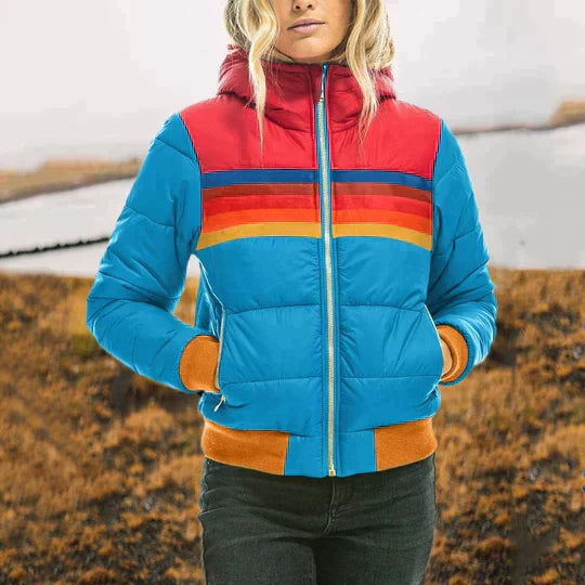 Cleo | Women’s Retro Color Block Puffer Jacket