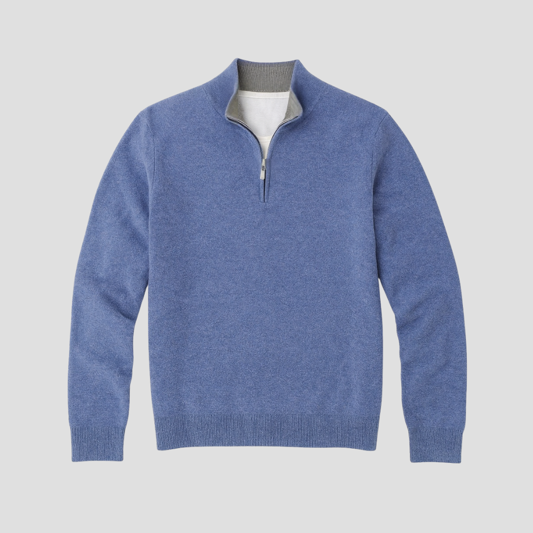 The Dervaux | Men’s Knitted Cotton Half-Zip Jumper