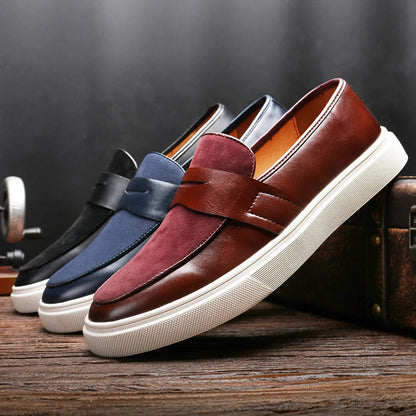 Zarven | Men’s Minimalist Leather & Suede Loafers