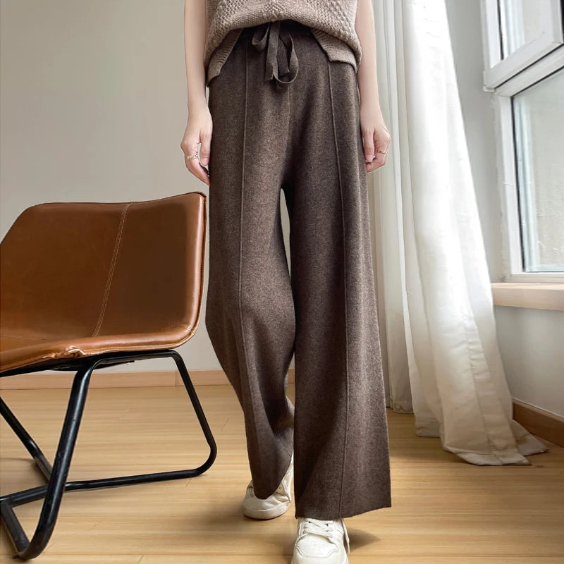 Marivora | Women’s High-Waist Wide-Leg Cashmere Pants