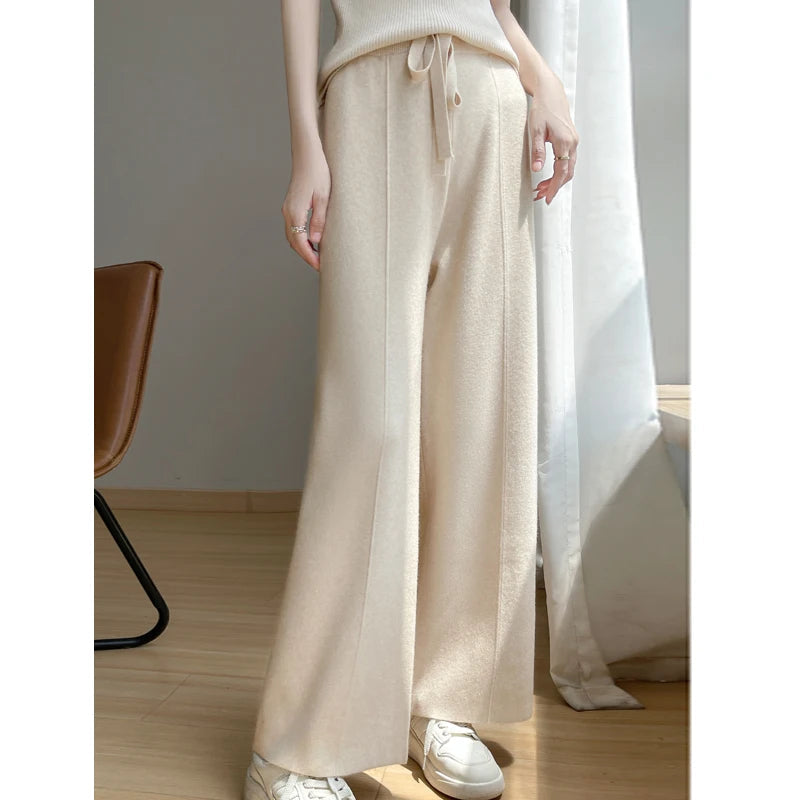 Marivora | Women’s High-Waist Wide-Leg Cashmere Pants