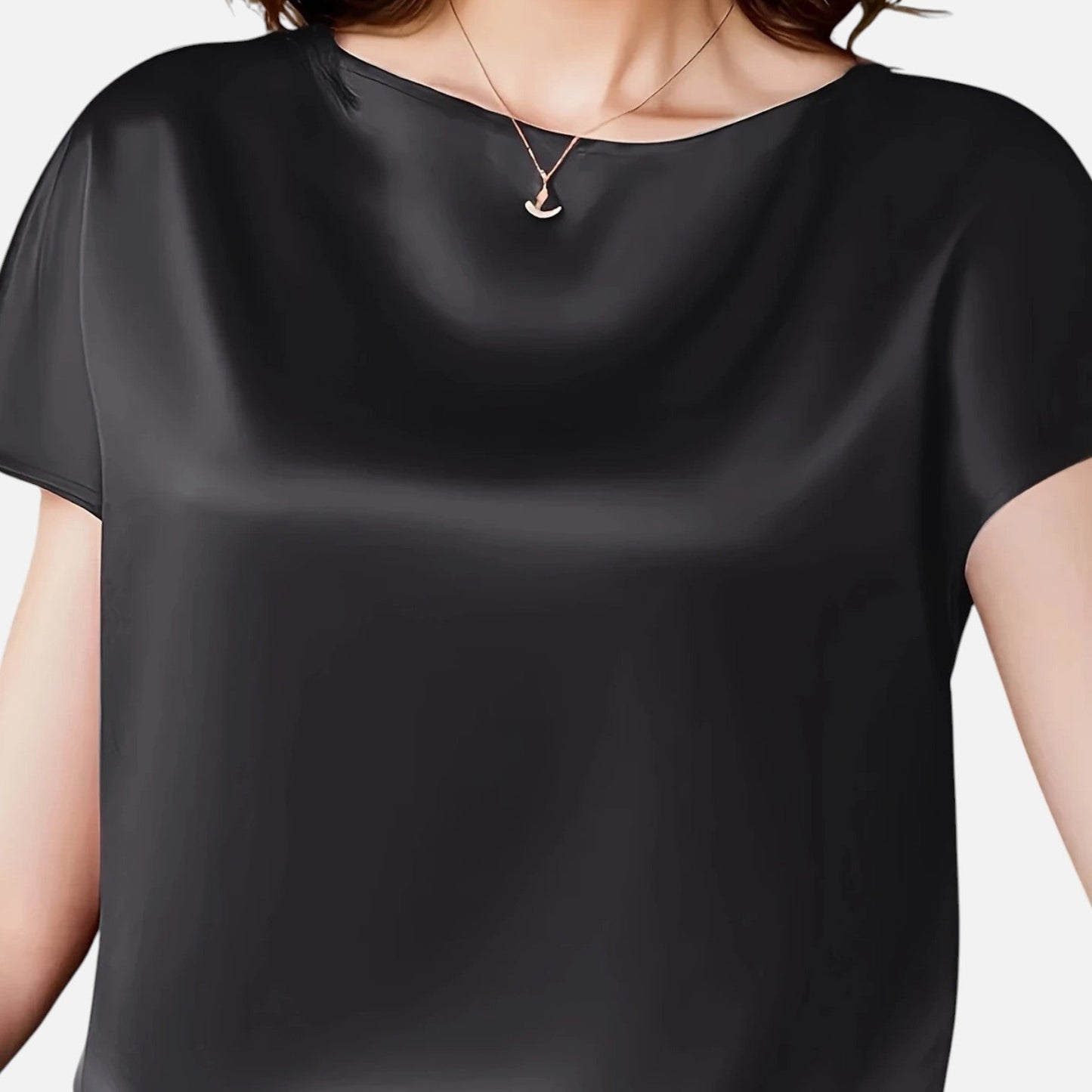 Quelloria | Women’s Satin Blouse – Short Sleeve Classic