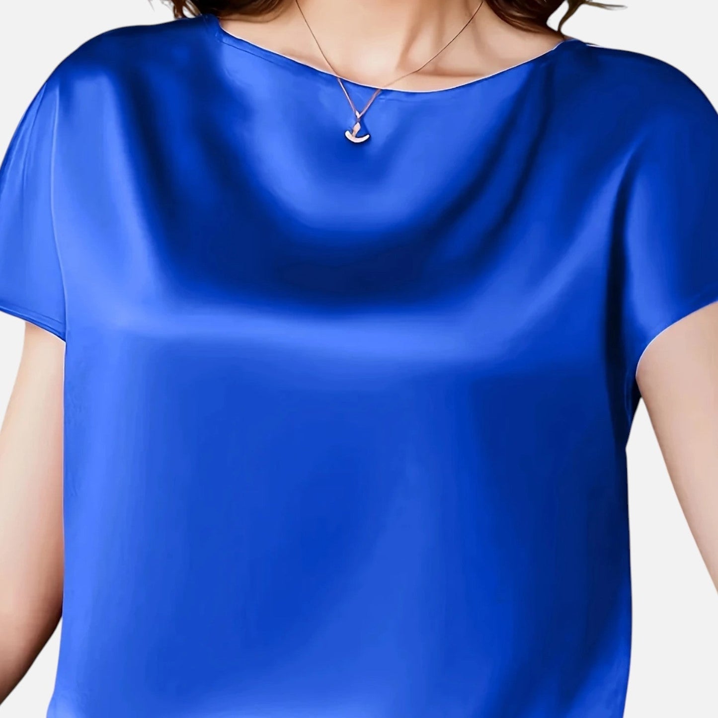 Quelloria | Women’s Satin Blouse – Short Sleeve Classic