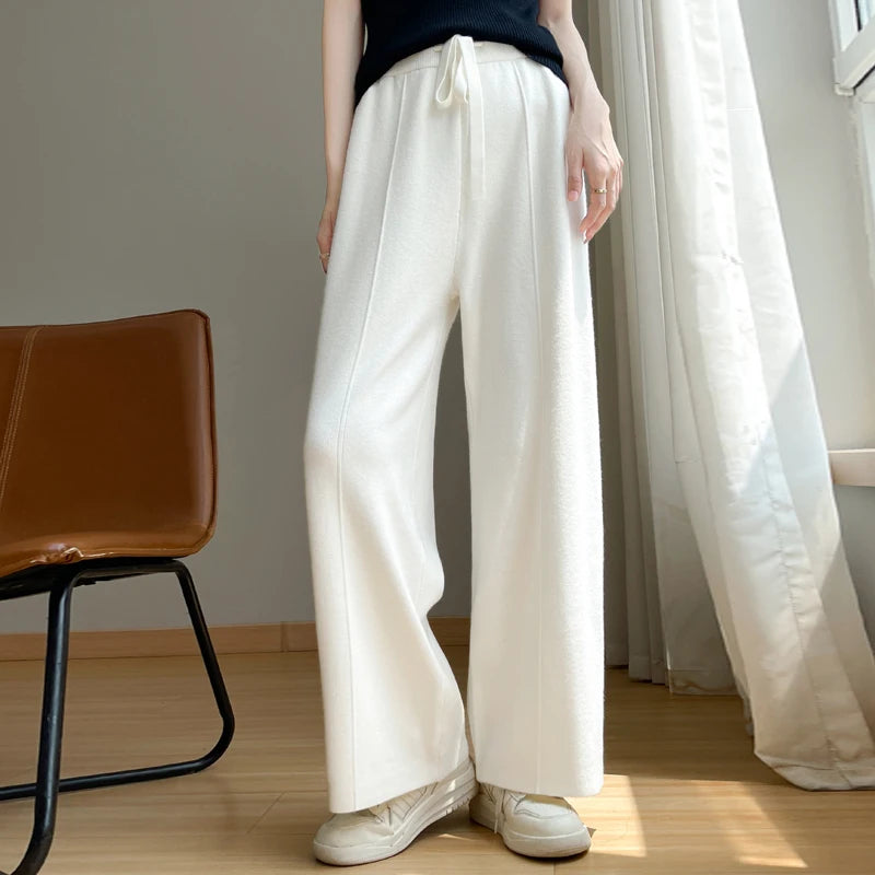 Marivora | Women’s High-Waist Wide-Leg Cashmere Pants