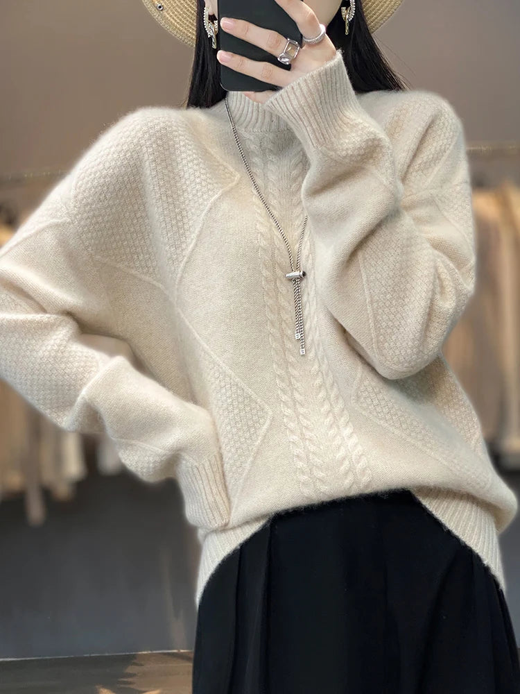 Montreux | Women’s Cashmere Cable-Knit Turtleneck Sweater