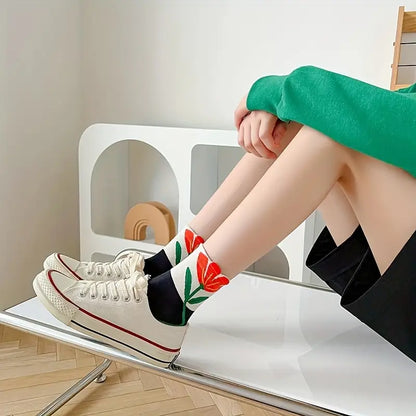 Wavelyn | Women’s Floral Cotton-Blend Socks – 5 Pack