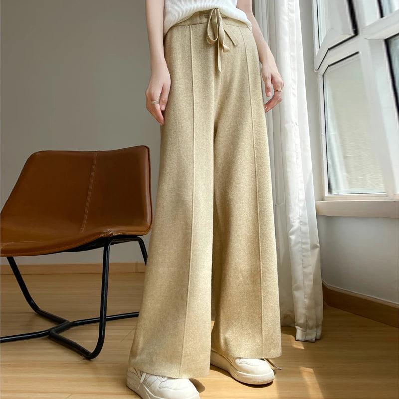 Marivora | Women’s High-Waist Wide-Leg Cashmere Pants