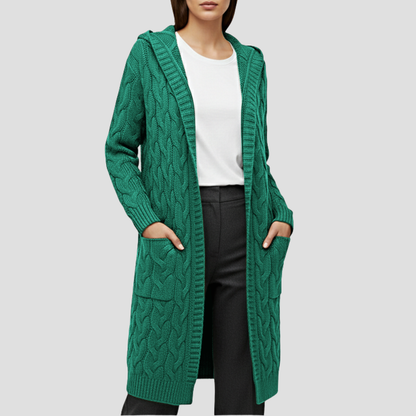Sorellia | Women’s Knitted Long Cable Cardigan