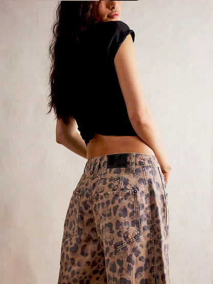 Lucille | Women’s Leopard Print Barrel Jeans