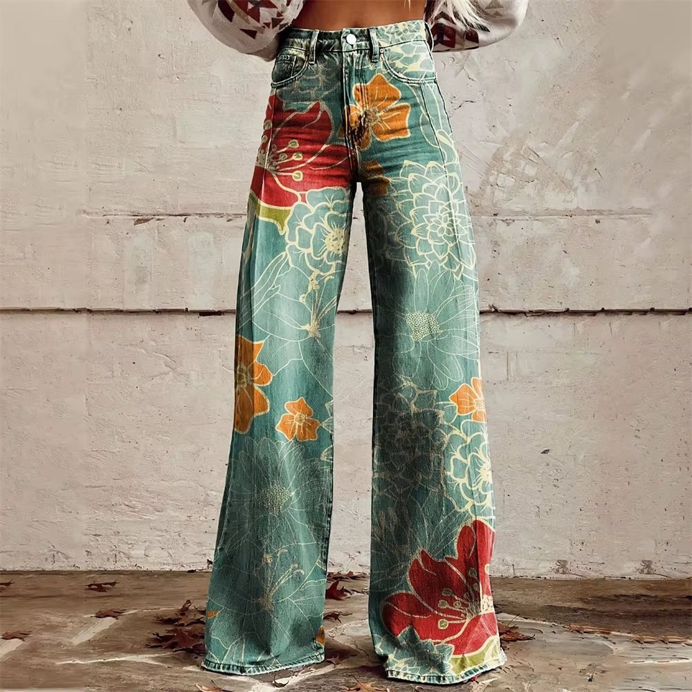 Marivara | Women’s Patterned Flared Jeans