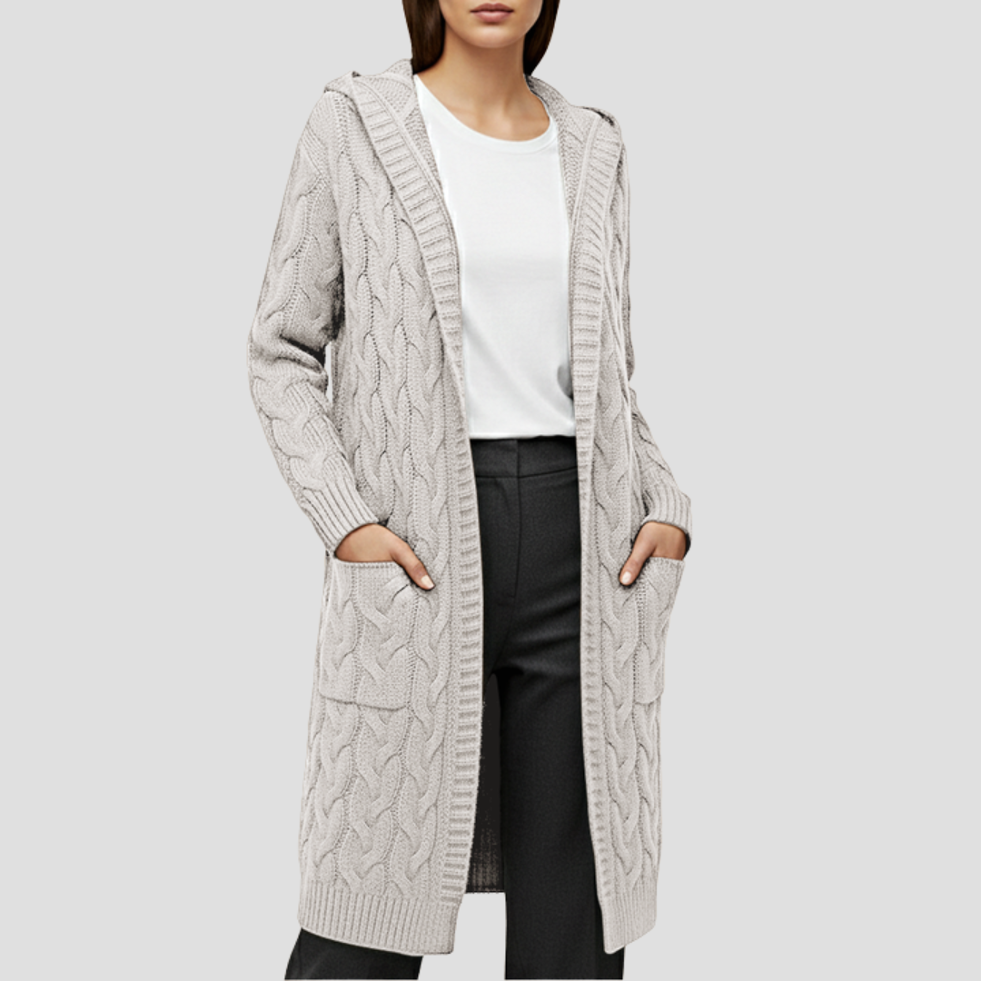 Sorellia | Women’s Knitted Long Cable Cardigan