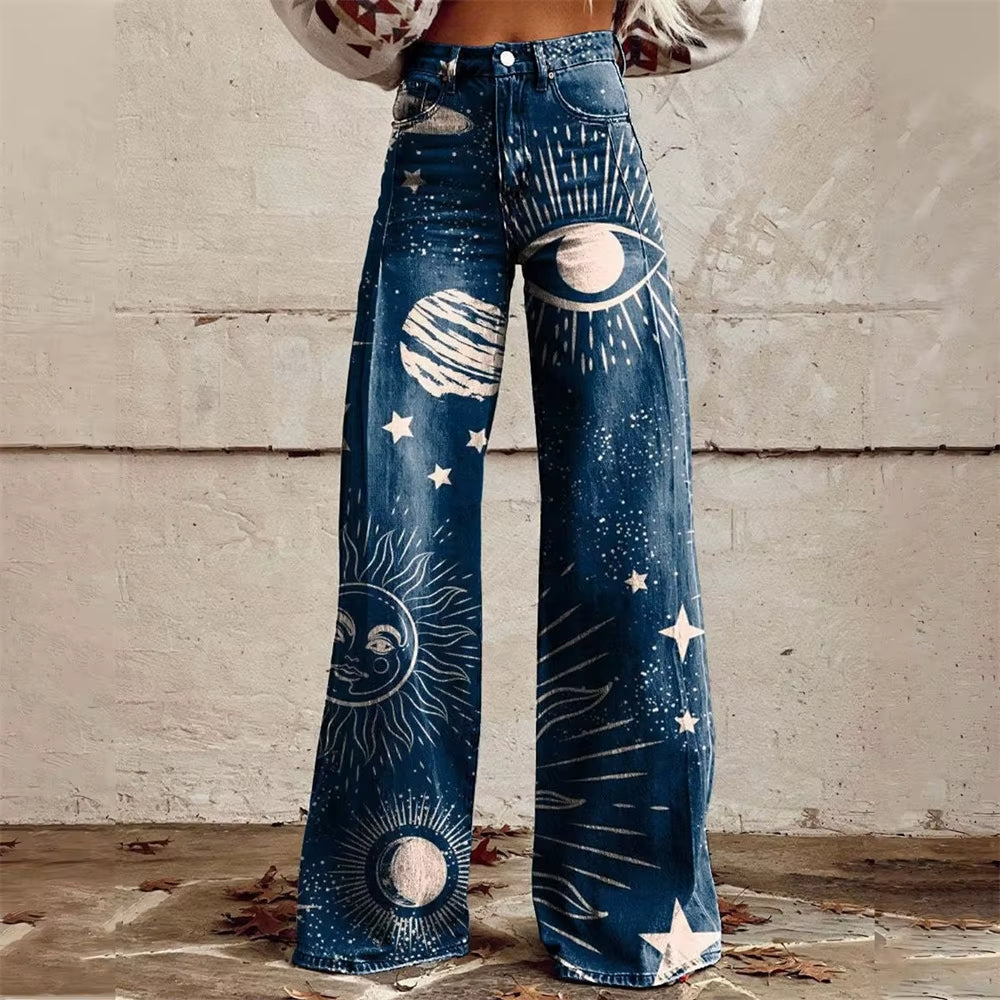 Marivara | Women’s Patterned Flared Jeans