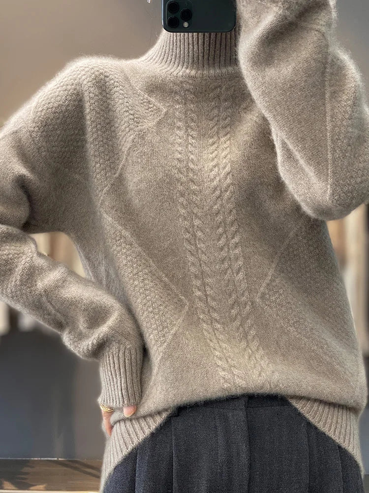 Montreux | Women’s Cashmere Cable-Knit Turtleneck Sweater