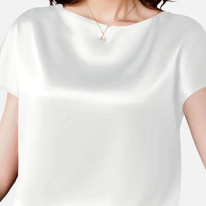 Quelloria | Women’s Satin Blouse – Short Sleeve Classic