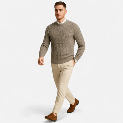 Ruvain | Men’s Cable-Knit Crew Sweater