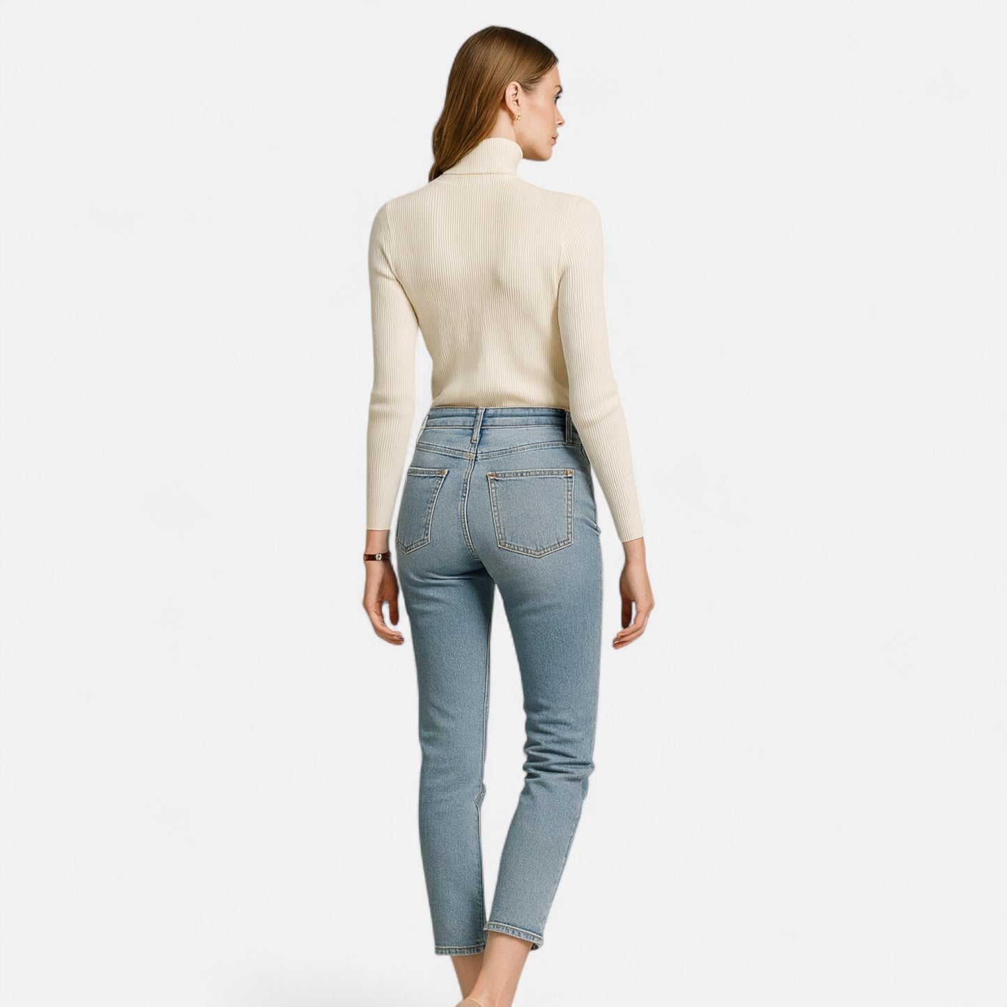 Jovetta | Women’s Ribbed Fold-Over Turtleneck Sweater