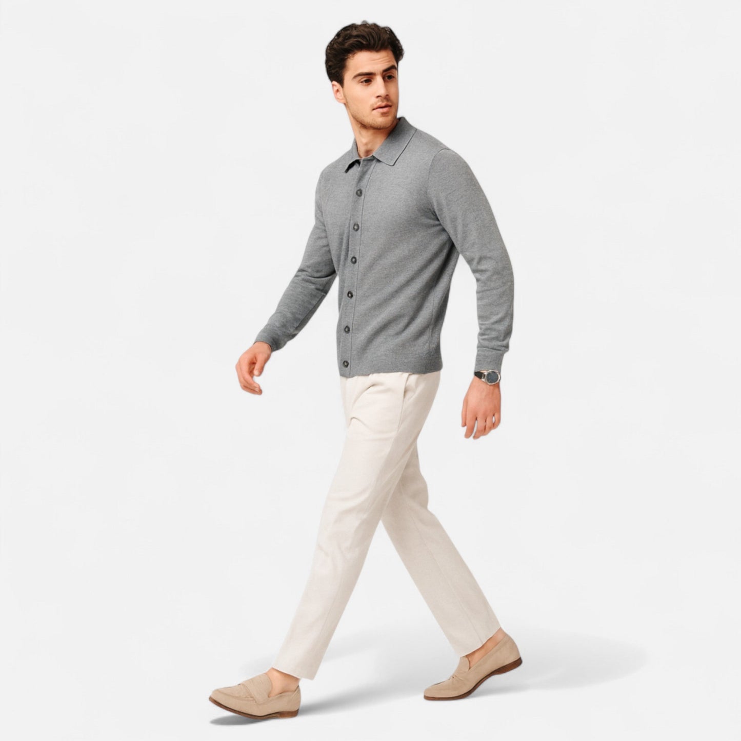Rheomar | Men’s Fine Worsted Wool Button-Up Sweater