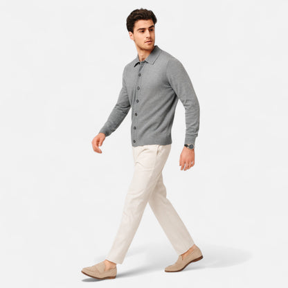 Rheomar | Men’s Fine Worsted Wool Button-Up Sweater