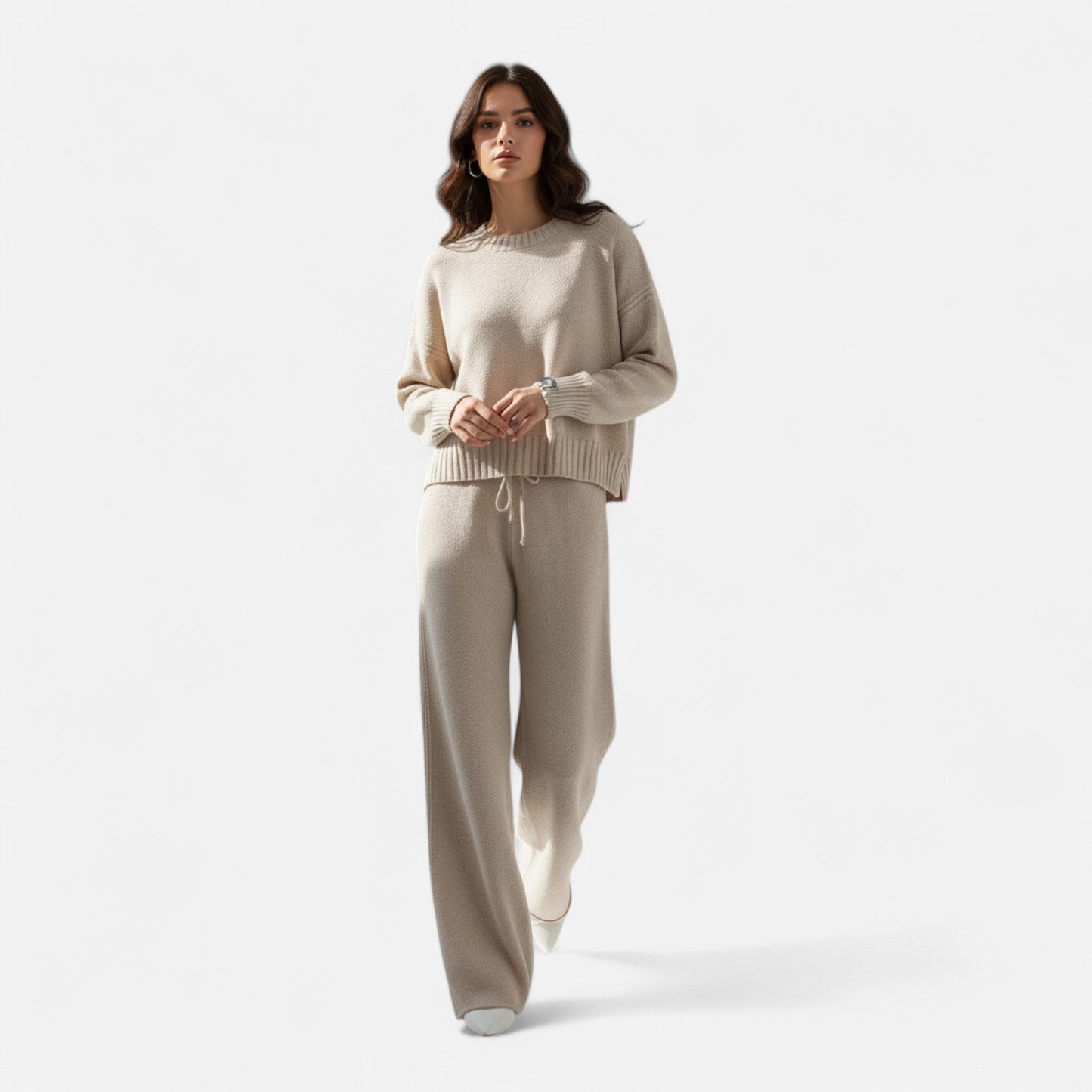 Quaryana | Women’s Knit Set – Sweater & Wide-Leg Elegance