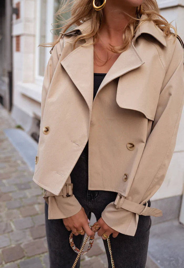Cropped Double-Breasted Trench Coat | Women’s Tailored Outerwear