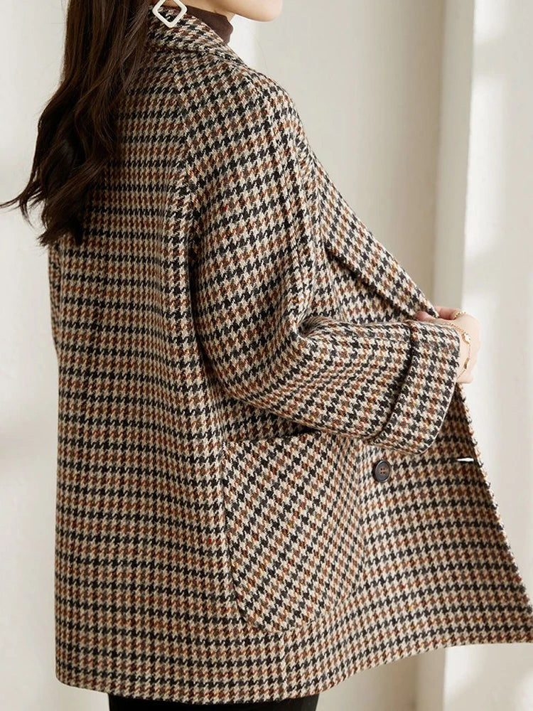 Ingrid | Vintage Houndstooth Wool Blend Blazer