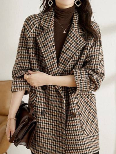 Ingrid | Vintage Houndstooth Wool Blend Blazer