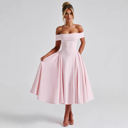 Cherie | Off-Shoulder Pleated Midi Dress