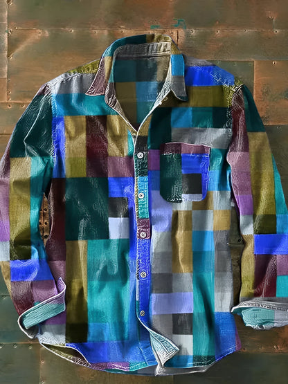 Richard | Men’s Long Sleeve Patchwork Shirt