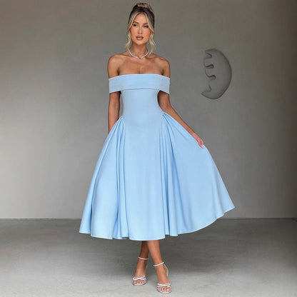 Cherie | Off-Shoulder Pleated Midi Dress