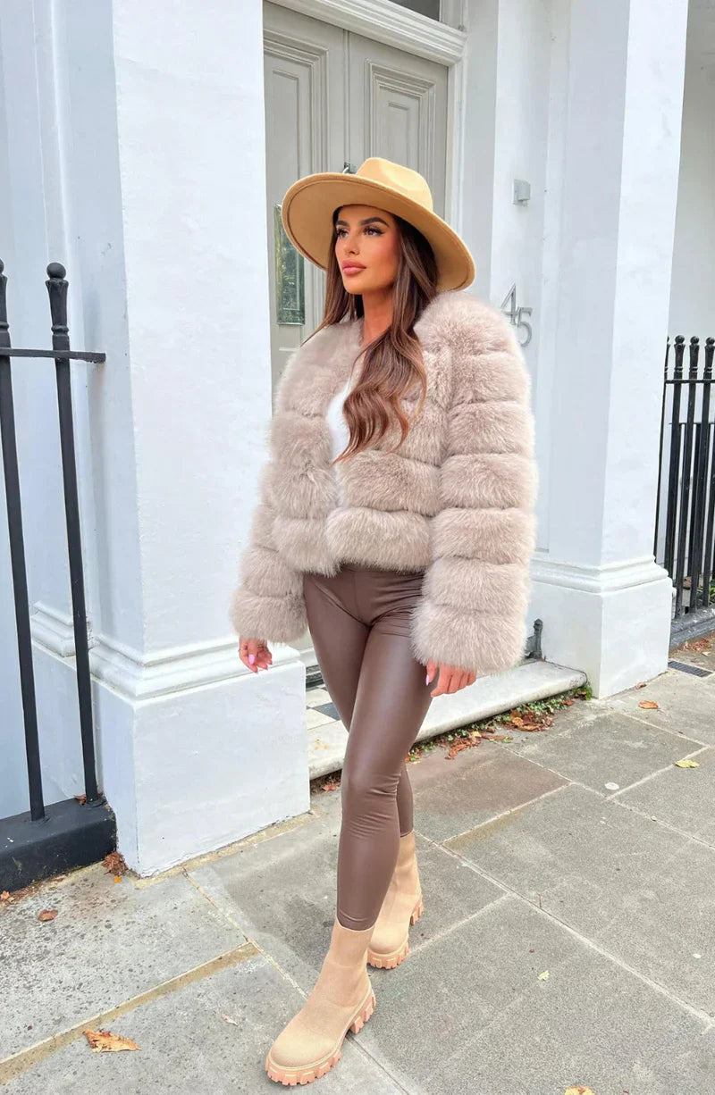 Luxe Plush | Women’s Cropped Faux Fur Puffer Jacket