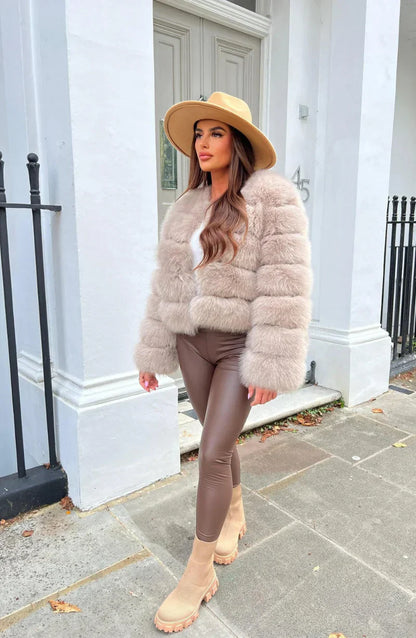 Luxe Plush | Women’s Cropped Faux Fur Puffer Jacket