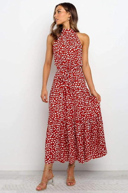 Liora | Polka Dot Halter Midi Dress