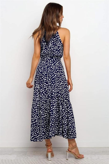 Liora | Polka Dot Halter Midi Dress