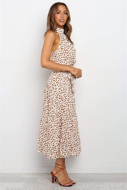 Liora | Polka Dot Halter Midi Dress
