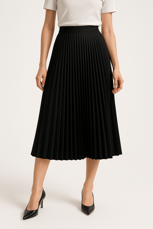 Helena | Women’s Pleated Satin Midi Skirt